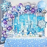 123Pcs Frozen Geburtstagsdeko Mädchen Gefrorene Party Metallic Blau...