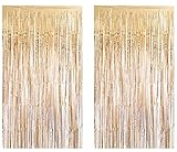 Irtyif 2 Stück Lametta Vorhang Gold Glitzer Fransenvorhang, 1m x 2m...