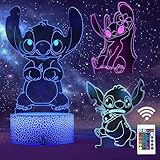 QQAAMZ Stitch Lampe 3d Illusion Stitch Nachtlicht Kinder Touch Mit...