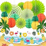 Flamingo Deko Hawaii Party Deko Set, XCOZU Hängende Papierfächer...
