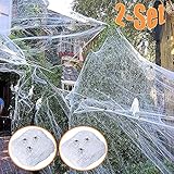Lobyoh Halloween Deko Spinnenweben 2PCS, 70 Spinnen, 240g Halloween...