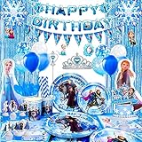 Frozen Geburtstagsdeko,136Pcs Elsa Geburtstagsparty Deko&Partygeschirr...