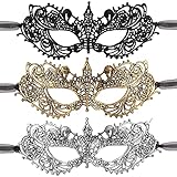 Fowecelt Venezianische Maske Damen Maskenball: 3 Stück Maskenball...