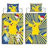 BERONAGE Linon Kinder Wende-Bettwäsche Pokémon Motiv Go Pikatchu Neu...