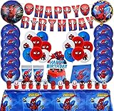 Newtic Spiderman Partygeschirr, 87PCS Partygeschirr Geburtstag,...