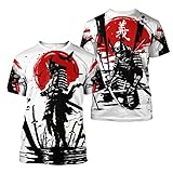 Herren Sommer T-Shirt Japanische Samurai Tattoo 3D Druck Herren Casual...