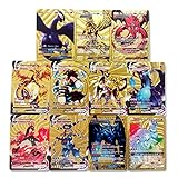 Pack of 55 Pokemon Vmax Cards, Plastik Gold Plated Cards, Rare Gold...