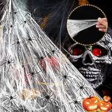 AOMAIGAD Halloween Deko Spinnennetz, 200g Deko Dehnbaren Spinnweben...