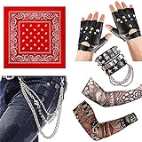 Punk Gothic Rocker Kit 70er 80er 90er Jahre Schwermetall Disco Kostüm...