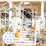 Homsun Halloween Spinnennetz Dekorationen, 2 Packung 200g Dehnbares...