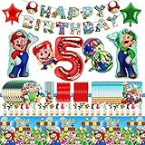 Super Mario Geburtstagsdeko Partygeschirr Set,94pcs Pappteller...