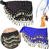 2 Stück Bauchtanzgürtel Bel, Bauchtanz Hüfttücher, Damen Profi...