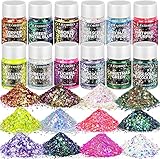 Glitzer, LEOBRO 12 Farben Holographic Chunky Chamäleon Glitter Set,...