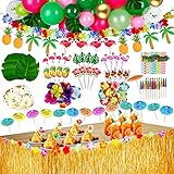 FYEPAGU 146 Stück Hawaii Party Dekoration Set mit Dekoration Ballon,...