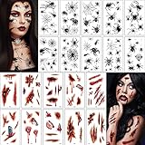 20 Blatt Halloween Temporäres Tattoo, Realistisch Wirkende Spinne und...