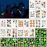 Qunkun 30 Stück wasserdichte leuchtende Halloween Tattoos,...