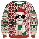 Goodstoworld Ugly Christmas Sweater 3D Rot Alpaka Weihnachtspullover...