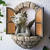 通用 Schöne Hof Drachenskulptur, Kunstharz Drachenskulptur Garten,...
