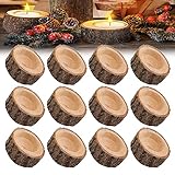 EMAGEREN 12 Stück Teelichthalter aus Holz personalisierbar Timber...
