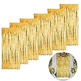 Yaclonq 6 Stück Lametta Vorhänge, Goldfolie Glitzer Folie Fransen...