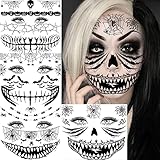 EGMBGM 4 Blätter Gruselig Schminke Tattoos Halloween Gesichtstattoo...