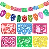 HOWAF 2 Stück Papel Picado Mexiko Fiesta Banner Tag des Toten...
