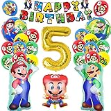 Super Mario Geburtstag Deko 5 Jahre, Super Mario Luftballons...