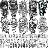 Shegazzi 62 Blätter Wolf Löwe Temporäre Tattoos Männer Frauen Arm,...