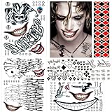4 Stück Halloween TemporäRe Tattoos,Halloween Tattos,Joker Tattoos...