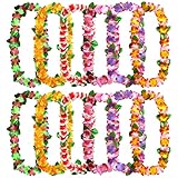 AWCIGG 12 Stück Hawaii Kette Blumen Bunt Blumenkette Ketten Deko Leis...