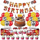 Punvot Feuerwehr Kindergeburtstag Deko 42 Pcs, Feuerwehrauto Party...