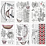 Karneval Tattoo, 6 Groß Blätter Harley Quinn Tattoo Joker Temporäre...