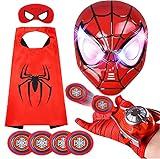 Spiderman Umhang Kinder und LED Maske, Superheld Launcher Handschuh...