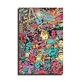 Psychedelische Leinwandkunst-Poster mit der Aufschrift 'Fear and...