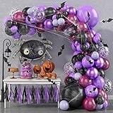 Halloween Luftballons Girlande,Xinvery Schwarz Lila Ballonbogen Arch...