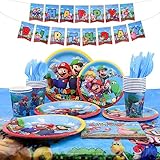 DASIAUTOEM Super Mario Geburtstagsdeko Partygeschirr Set, 114 Stück...