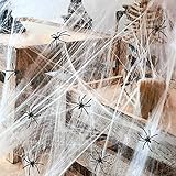 Halloween Deko Spinnennetz, 300g Halloween Dehnbares Spinnennetz mit...