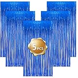 Lametta Vorhang Blau Glitzer 5 Stück Lametta Vorhänge Folie Fransen...