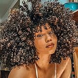Afro Perücke Locken Kinky Braun für Damen Kurze Perücken für...