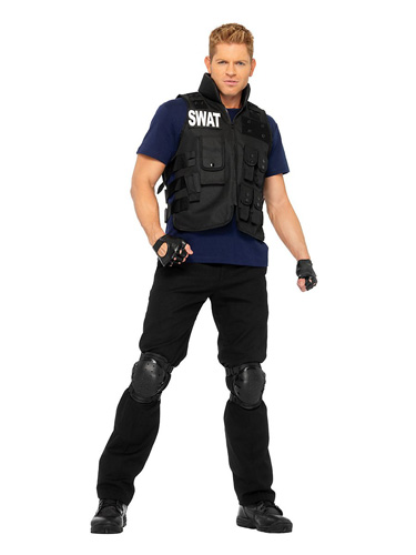 SWAT Damen Kostümhemd - Tailliertes Polizei-Shirt Mit Aufnähern Für Halloween