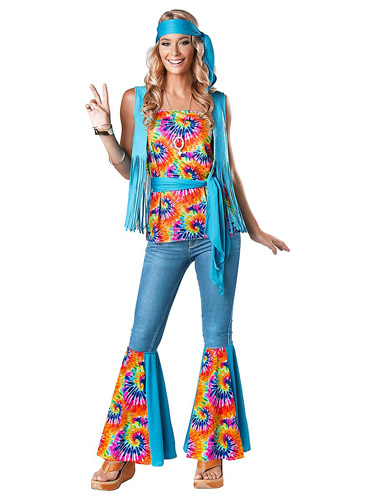 70er Jahre Flower Power Hippie Kostüm Damen