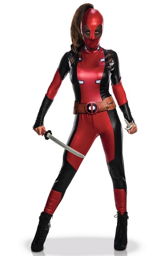 FIESTAS GUIRCA Deadpool-Kostüm Für Damen – Overall Mit Kapuze & Gürtel – Größe M – Superheldin Cosplay