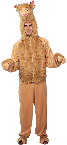 Horror-Shop Kurzes Lama Kostüm Für Damen – Karneval & Halloween, Beige/pink, Weich, Mit Kapuze, Größen XS-L
